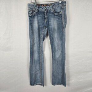 Rock Revival Vivian Boot Jeans Women's 30 Blue Distressed & Fade